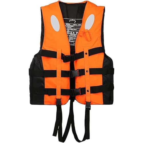 Schwimmjacke - Rettungsweste für Erwachsene und Kinder, verstellbar bequem, Uni, Kajak fahren, Segeln, Surfen, Wassersport (Orange, L) von LUIVZD