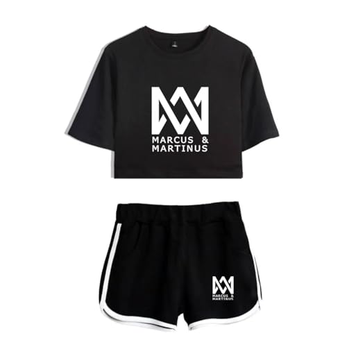 LULIMED Marcus Und Martinus Kurzarm Gedruckt Crop Top Shorts Sweat Anzüge Frauen Trainingsanzüge Zweiteiliges Outfit-color06||M von LULIMED