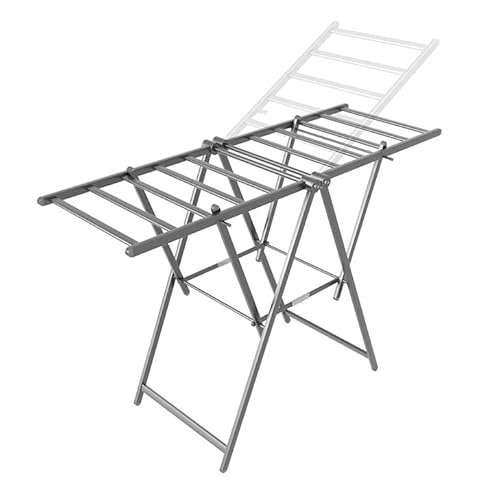 LULUMAIC /Wäscheständer aus Aluminiumlegierung, Faltbarer 3-stufiger Wäscheständer, Wäschetrocknerstation mit höhenverstellbaren Flügeln, für den Innenbalkon hes Ra (Standardgrau 140 cm) von LULUMAIC