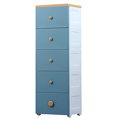 LULUMAIC Aufbewahrungsschrank aus Kunststoff mit Schubladen, mehrschichtig, für Haushaltsspielzeug, Kleideraufbewahrung, Kindergarderobe (Farbe: Blau, Größe: 6 Schichten) von LULUMAIC