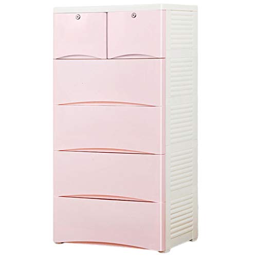 LULUMAIC Aufbewahrungsschrank für Kinder, Kunststoff-Schubladentyp, Schrank, Schließfach, Babyschrank, Kommode (Farbe: Rosa, Größe: 6 Schichten) von LULUMAIC