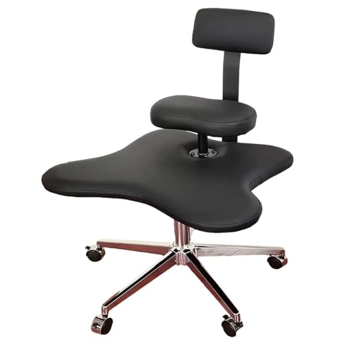 LULUMAIC Bürostuhl mit gekreuzten Beinen und Abnehmbarer Rückenlehne, ergonomischer Kniestuhl mit Bremsrollen, Haltungsstuhl, Meditationsstuhl für Büro, Zuhause, 330 Pfund Kapazität (schwarz, von LULUMAIC