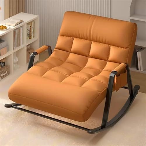 LULUMAIC Doppel-Schaukelstuhl mit Seitentasche, 250 kg Tragkraft, gepolsterter Schaukelstuhl für Schlafzimmer und Wohnzimmer, moderner Stuhl (Orange, schwarzer Rahmen) von LULUMAIC