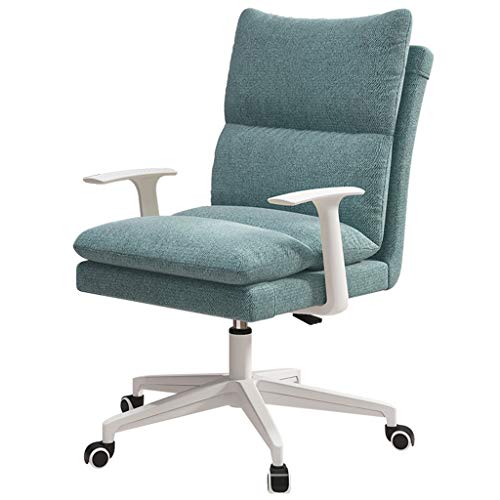 LULUMAIC Ergonomischer, höhenverstellbarer Heimbürostuhl mit mittlerer Rückenlehne und Drehfunktion, ideal für Schlafzimmer, Arbeitszimmer oder Wohnzimmer, bequemer Sitz aus Leinenstoff von LULUMAIC