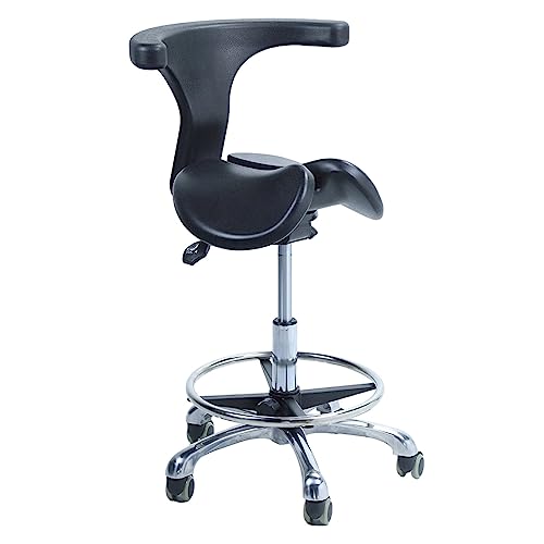 LULUMAIC Ergonomischer Sattelstuhl mit geteiltem Sitz mit Rückenunterstützung, medizinischer Rollstuhl für Zahnarztpraxis - 60-86 cm Höhe, Zwei Kippoptionen von LULUMAIC