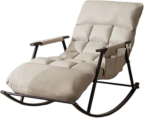 LULUMAIC Glider Schaukelstuhl, Wohnzimmer-Loungesessel mit Aufbewahrungstasche, Stahlrahmen, weiches Kissen, Schlafzimmer-Schaukelstuhl (Hellgrau) von LULUMAIC