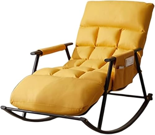 LULUMAIC Glider Schaukelstuhl, Wohnzimmer-Loungesessel mit Aufbewahrungstasche, Stahlrahmen, weiches Kissen, Schlafzimmer-Schaukelstuhl (gelb) von LULUMAIC