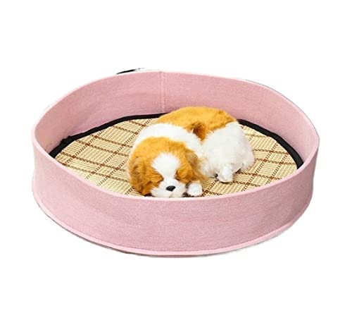 LULUMAIC Haustiernest Hundebett Katzenbett Kühlung Beruhigendes Pad Bett Filz Haustierbett Sommer Schlafendes Hundekatzenbett Zwinger Für Hunde Katzen Haustierbett Welpenbett (Farbe: Rosa, Größe: 50 * von LULUMAIC