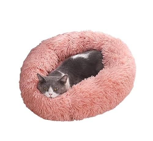 LULUMAIC Haustiernest Hundebett Katzenbett Kunstpelz Hundebett Katzenbett Haustierbett Donut Cuddler Rundes Kätzchenbett für Hunde mit flauschigem, bequemem Plüsch-Zwingerkissen Haustierbett von LULUMAIC