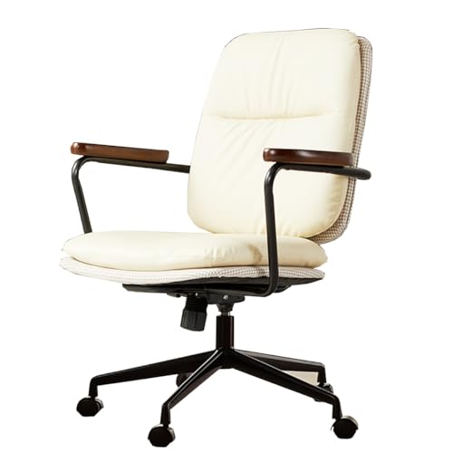 LULUMAIC Home-Office-Stuhl PU-Leder-Schreibtischstuhl, gepolsterter Computerstuhl Gaming Ergonomische moderne Arbeitsstühle mit Armlehnen, drehbarer, rollender Schminkstuhl mit Schaukelmodus für Büro, von LULUMAIC