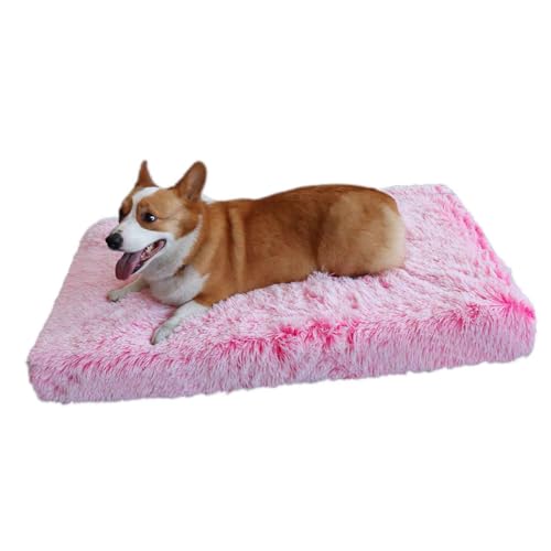 LULUMAIC Hundebett aus Memory-Schaum, orthopädisches Hundebett und Sofa, Flauschige Plüsch-Hundematratze mit abnehmbarem, waschbarem Bezug, Hundematten-Matratze mit Rutschfester Unterseite, Rosa, XXL von LULUMAIC