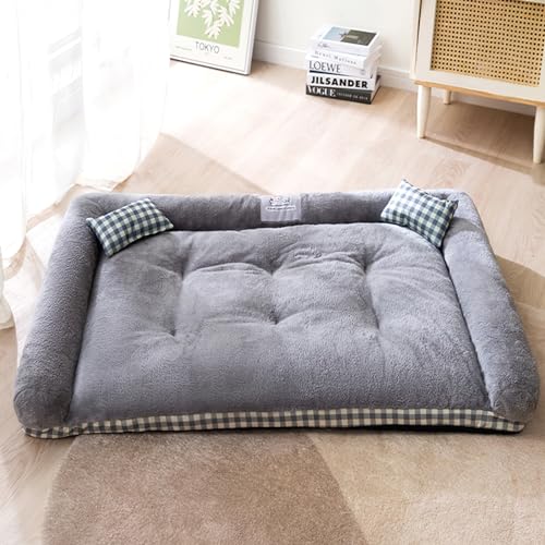 LULUMAIC Hundebettsofa, wasserdichte Hundebettcouch mit wasserdichtem Futter und 2 Kissen, Abnehmbarer, waschbarer Bezug, orthopädisches großes Hundebett (grau L2) von LULUMAIC