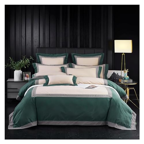 LULUMAIC Luxus-Bettwäsche-Set, King-Size-Bett, Stickerei, Bettwäsche aus 1200Tc-Baumwolle, Bettbezug, Bettlaken-Set, Kissenbezüge, Mikrofaser-Bettbezug von LULUMAIC