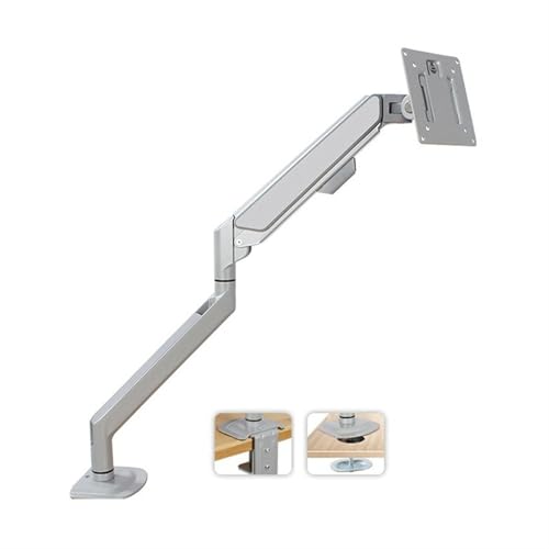 LULUMAIC Monitorständer, einzelner Monitorarm, Gasfeder-Einzelmonitorhalterung bis zu 32 Zoll und 19,8 lbs, verstellbare Aluminium-Monitorarm-Tischhalterung mit C-Klemme (Silber) von LULUMAIC