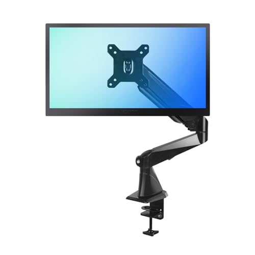 LULUMAIC Monitorständer Einzelmonitor-Tischhalterung für die meisten 15-27-Zoll-Bildschirme, Einzelmonitorarm aus Aluminium mit Tüllenfuß, verstellbare Gasfedern-Monitorhalterung, VESA 75/100 mm von LULUMAIC