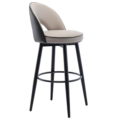 LULUMAIC Stool Barhocker aus PU-Leder, Moderne, um 360° drehbare Barhocker, gepolsterte Küchenstühle mit Stahlbeinen und Fußstütze für Küchentheke, Restaurant, Wohnzimmer und Kneipe (C von LULUMAIC