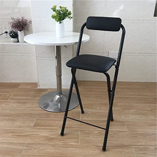 LULUMAIC Stool Hoher Klapphocker, Faltbarer Barhocker mit Rückenlehne, gepolsterter Sitz aus Leder, Barhocker, Stuhl für Küche, Innen- und Außenbereich, Reisen von LULUMAIC