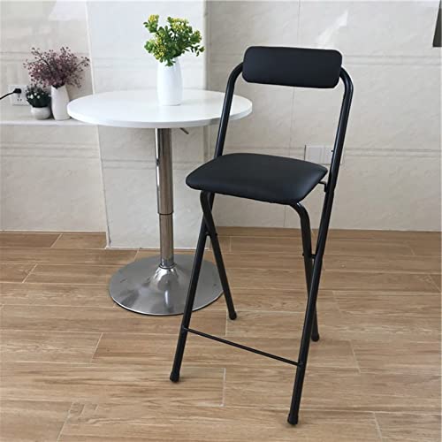 LULUMAIC Stool Klappbare Barhocker mit Rückenlehne, Leder gepolstert, Thekenhoher Klapphocker, hohe Barhocker für Outdoor-Küche, Café, Sitzhöhe 25,5 Zoll (schwarz/weiß) von LULUMAIC