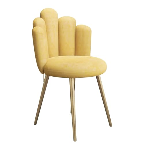 LULUMAIC Stools Samt-Waschtischstuhl mit Rückenlehne, goldene Beine, moderner Akzentstuhl für Make-up-Zimmer, Schlafzimmer, Wohnzimmer, Frisierstuhl, gepolsterter Schreibtischstuhl, Tragfähigkeit 120 von LULUMAIC