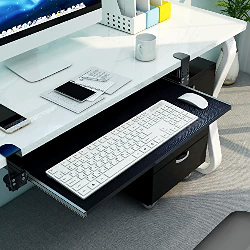 LULUMAIC Tastaturablage, verstellbare Farben, ergonomische Schreibtischverlängerung aus Holz unter dem Schreibtisch, Schiebeschublade, Home-Office-Rutschen von LULUMAIC