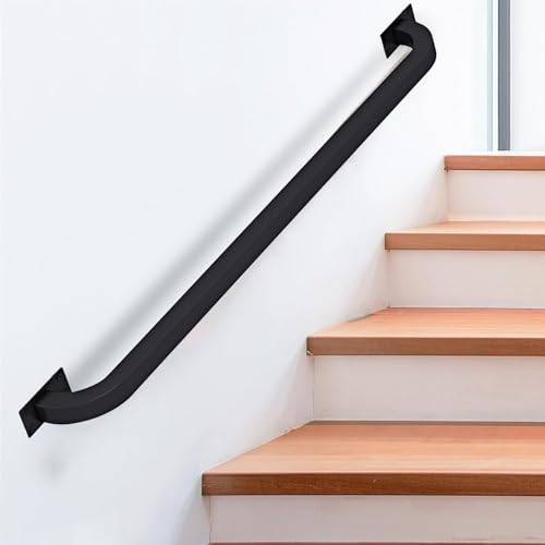 LULUMAIC Treppenhandlauf Treppenhandlauf 60 cm 1 m 150 cm 2 m 300 cm Metallgeländerschienenhalterungen Industrielles Eisenrohrhandgeländer Wandmontierter Sicherheitshaltegriff Balustraden von LULUMAIC