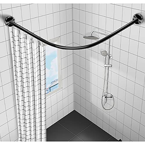 LULUMAIC Verstellbare L-förmige Badezimmer-Duschvorhangstange aus Edelstahl 304, erweiterbar und kostenlose Bohrinstallation, Eckspannstange für Bekleidungsgeschäft (70 x 95 cm x 70 x 95 cm) von LULUMAIC