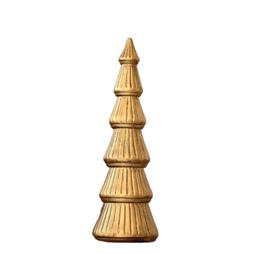 LULUMAIC Weihnachtsbaum Holz-Weihnachtsbaum, Tisch-Baumstatue, Holz-Schreibtisch-Mittelstück, Heimdekoration, künstlicher Weihnachtsbaum (Gold, 30 cm) von LULUMAIC