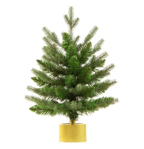 LULUMAIC Weihnachtsbaum Künstlicher Kleiner Weihnachtsbaum mit goldenem Sockel, Weihnachtsbaum für Tisch, Schreibtisch, Heimdekoration, künstlicher Weihnachtsbaum von LULUMAIC