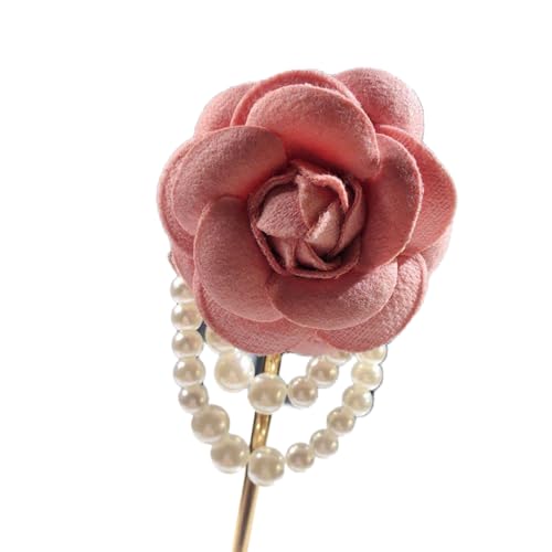 LUMoony 1Pcs Perle Quaste Corsage Mode Broschen Stoff Kamelie Blume Brosche Pins Hochzeitsanstecker Brosche Revers Blume Pin Rose Krawatte Perle Bogen Brosche Pin für Braut Brautjungfer von LUMoony