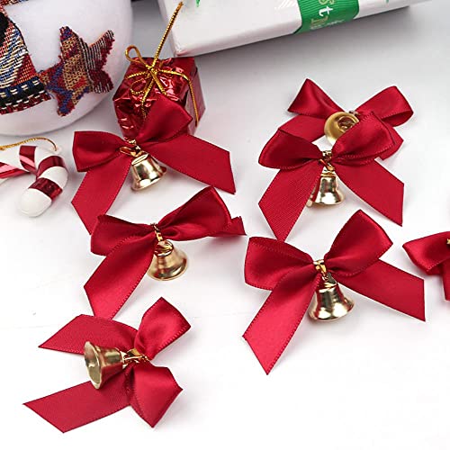 LUMoony 20Pcs Weihnachtsschleifen mit Glöckchen Schwalbenschwanz Bowknot Weihnachtsbögen für Urlaub, Geburtstag, Hochzeit, Party, Dekoration für Weihnachtsbaum Mini Schleife von LUMoony