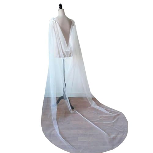 LUMoony Hochzeit Schleier Umhang Lange Tüll Schulter 300cm Weicher Tüll Braut-Schleier Hochzeit Schleier Hochzeit Zubehör Haarschmuck für die Braut Hochzeit Cape von LUMoony