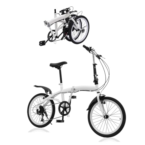 LUNICASHA 20 Zoll Faltrad Klapprad, Erwachsene Faltrad Klappfahrrad, 20 Zoll Fahrrad MäDchen Jungen, 6-Gang Klapprad Camping City Bike, Weiß LUNICASHA 20 Zoll Faltrad Klapprad, Erwachsene Faltrad Klappfahrrad, 20 Zoll Fahrrad MäDchen Jungen, 6-Gang Klapprad Camping City Bike, Weiß von LUNICASHA