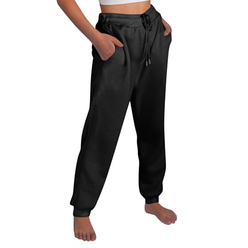 Angebot Des Tages, Wanderhose Damen Leggings Damen Baumwolle Einfarbig Sporthose Mit Kordelzug High Waist Basic Sweatpants Fitness Laufhosen Outdoor Pants Damen Hose Weites Bein Damen(Marine,Xl) von LUNULE