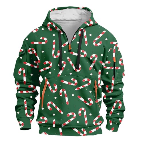 Angebot Des Tages Blitzangebot, Hoodie Herren Hoodie Herren Oversize Weihnachts Muster Langarm Hoodie Mit Tasche Christmas Sweatshirt Lustige Xmas Winterpullover Herren Herrenpullover (Army Green,Xxl) von LUNULE