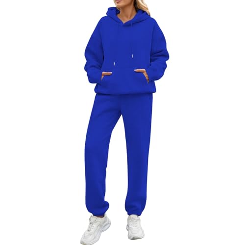 Angebot Des Tages Blitzangebot, Jogginganzug Damen Set Weihnachtspullover Damen Langarm Hoodie Und Hose Freizeitanzug Outdoor Sport Hosenanzug Casual Jogger 2-Teilige Jogginghose (Royal Blue,S) von LUNULE