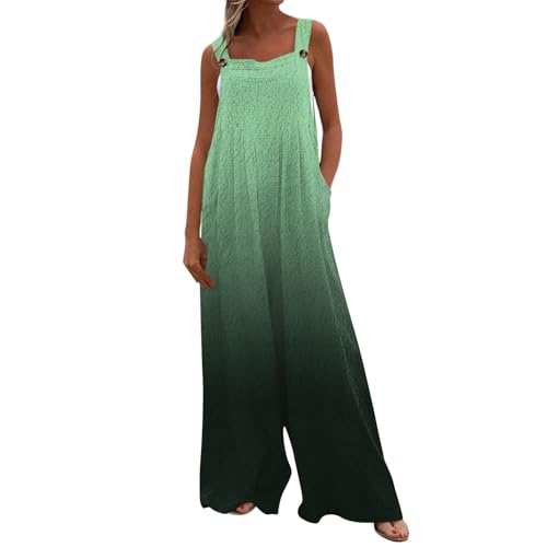 Angebot des Tages Blitzangebot, Jumpsuits Für Damen Taktische Hose Einfarbig Ärmellos Rompers Lässig Loose Fit Jumpsuits Baggy Lang Playsuit Jumpsuit Weihnachten Kostüm Damen Overall(Green,XXL) von LUNULE