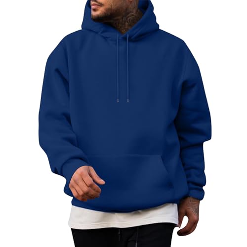 Angebote Des Tages Heute Herren, Hoodies Für Männer Weihnachts Pullis Einfarbig Pullover Mit Kapuze Männer Langarm Kapuzenpullover Basic Pulli Hoody Pullover Männer Strickpullover Herren(Blau,L) von LUNULE