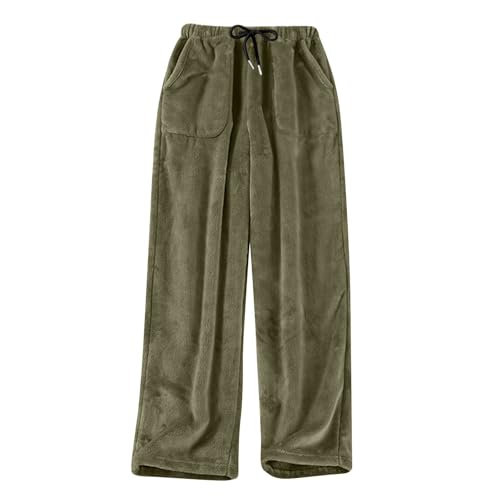 Angebote Tages Blitzangebote Heute, Schlafanzug Damen Schlafanzug Mädchen Karierte Lang Flanell Nachtwäsche Winter Warme Pyjamas Pyjamahose Casual Lockere Christmas Pyjama Pyjama (Army Green,S) von LUNULE