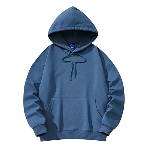 Angebote Tages Blitzangebote Heute, Sweatshirt Herren Anime Pullover Einfarbig Langarm Sweatshirt Mit Kapuze Leicht Basic Kapuzenpullover Mit Tasche Pullover Herren 3XL Lustige (Dunkelblau,XXL) von LUNULE