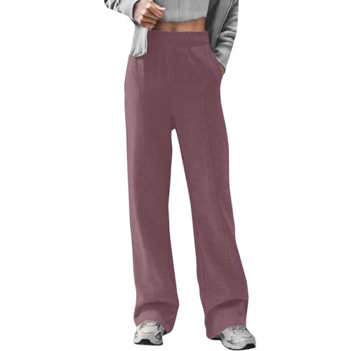 Angebote des Tages, Trekkinghose Damen Joggpants Damen Leicht Baggy Sporthose Mit Tasche Einfarbig Basic Yoga Hosen Sweathose Bequeme Stoffhose Weite Sommerhose Damen Trainingshose Damen(Rot,XL) von LUNULE