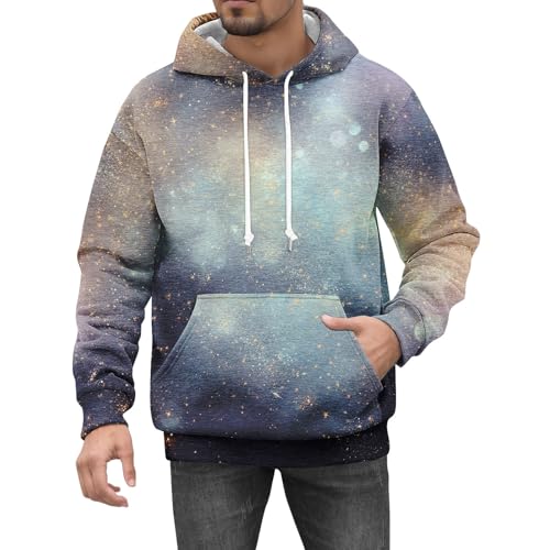 Angebote des Tages, Weihnachtspullover Herren Lustig Hässliche Weihnachtspullover Weihnachten 3D Druck Langarm Hoodie Lustig Weihnachts Kapuzenpullover Ugly Christmas Kaschmir (Cyan,M) von LUNULE