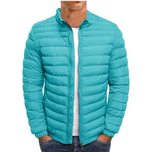 Angebote des Tages Heute, Kapuzenjacke Herren Skijacke Herren Einfarbig Langarm Steppjacke Mit Reißverschluss Casual Warm Jacke Daunenjacke Bequeme Winterjacke Lang wasserdichte (Light Blue,XXL) von LUNULE