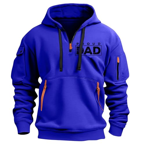 Angebote des Tages Heute Deal, Fleecepullover Herren Y2K Hoodie Drucken Langarm Pullover Mit Kapuze Locker Casual Kapuzenpullover Hoodies Für Männer Weihnachtspullover Herren Baumwolle(Royal Blue,M) von LUNULE