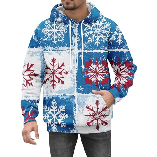 Black Friday Angebote 2024, Fleecepullover Herren Pulli Herren Weihnachten 3D Druck Langarm Hoodie Lustig Weihnachts Kapuzenpullover Ugly Christmas Hoodie Decke Herren Herren (Sky Blue,M) von LUNULE