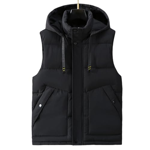 Blitzangebote Des Tages, Steppweste Herren Ärmellos Weste Jacke Mit Kapuze Casual Daunenjacke Mit Reißverschlüss Leichte Thermo Steppweste Herren Mantel Herren Mantel Winter Laufjacke (Black,3XL) von LUNULE