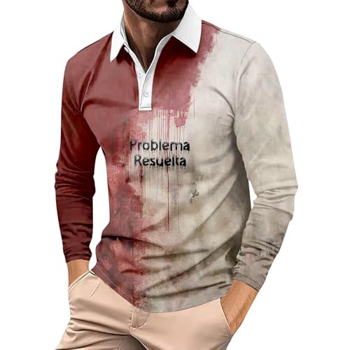 Blitzangebote Des Tages Aktuell, Hemd Herren Langarm Funktionsshirt Herren Halloween Kostüm Herren Blutspritzer Muster Langarm Oberteile Hemd Entsetzen Blutig Bedruckt T Shirt (Watermelon Red,L) von LUNULE