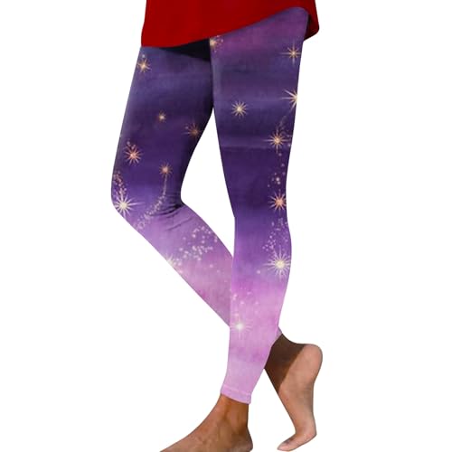 Fasching Kostüm Damen, Faschingskostüm Galaxy Kostüm Karneval Ausgefallene Space Kostüm 3D Bedrucken Leggings Galaxy Leggings Damen Hohe Taille Angebote des Tages Heute Fleecehose (Light Purple,XL) von LUNULE