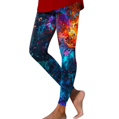 Glitzer Hose Damen, Space Kostüm Damen 3D Bedrucken Kostüm Stretch High Waist Sportleggins Space Batik Yogahose Kostüm Weltraum Damen Angebote Tages Blitzangebote Heute Schwarze (Watermelon Red,3XL) von LUNULE