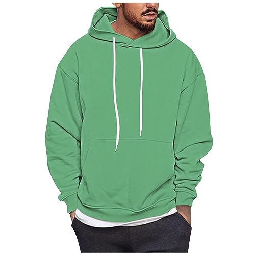 Herren Kleidung Sale, Hoodie Herren Oversize Anime Pullover Einfarbig Basic Kapuzenpullover Männer Langarm Pullover Mit Kapuze Outdoor Sport Halloween Hoodie Herren Rollkragenpullover Herren(Grün,4Xl) von LUNULE