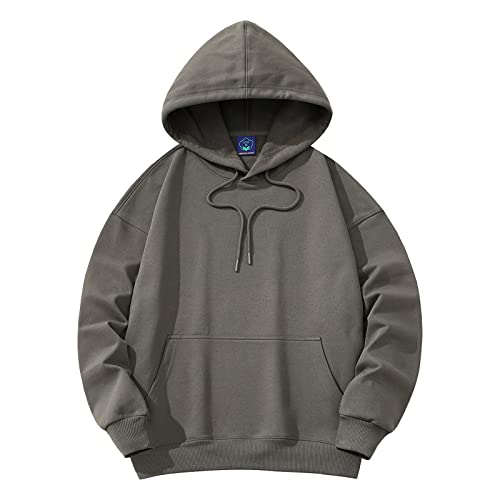 Herren Kleidung Sale, Oversized Hoodie Herren Kapuzenpullover Einfarbig Langarm Sweatshirt Mit Kapuze Leicht Basic Kapuzenpullover Mit Tasche Hoodies Oversized Pullover Kleid(Braun,XXL) von LUNULE